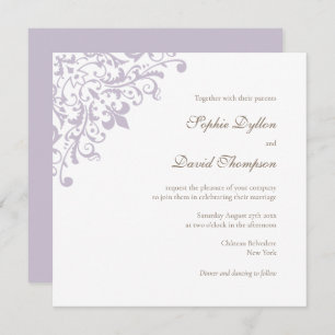 Invitation Regency violet de France Fleur de Lis Carré