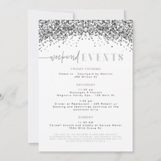 Invitation REGINA Argent Dernier Disco Bachelorette Week-end (Dos)