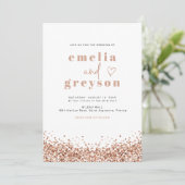 Invitation REGINA Glam Rose Gold Sequins Mariage Disco (Debout devant)
