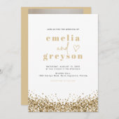 Invitation REGINA Glam Yellow Gold Sequins Disco Mariage (Devant / Derrière)