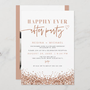 Invitation REGINA Rose Gold Sequin Elopement Réception Invit