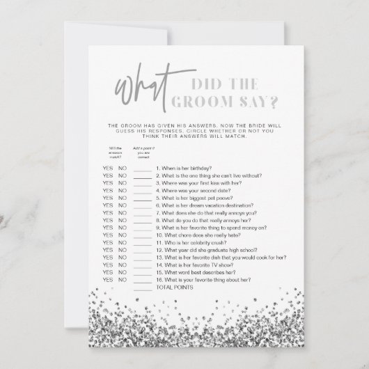 Invitation REGINA Silver Qu'Est-Ce Que La Salle A Dit Jeu De (Devant)