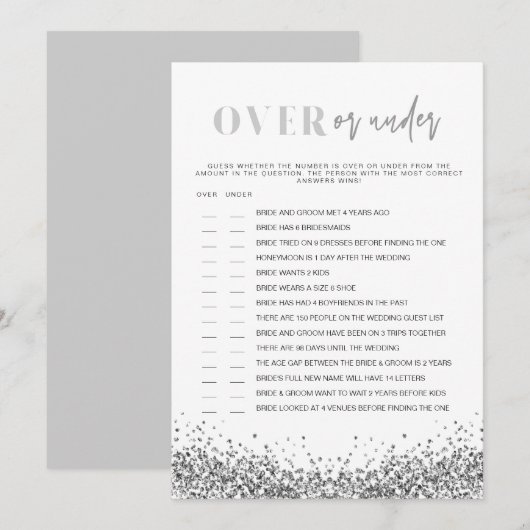 Invitation REGINA Silver sur sous Fête des mariées Game Invit (Devant / Derrière)