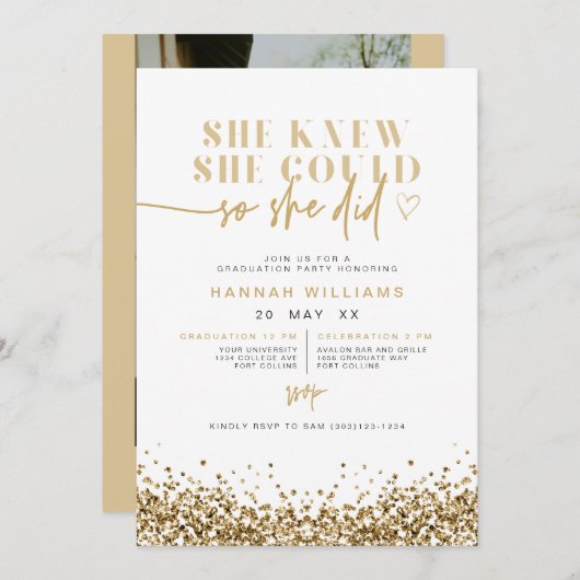 Invitation REGINA Yellow Gold Parties scintillant Elle L'A Fa (Devant / Derrière)