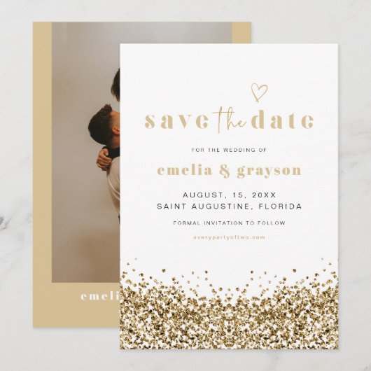 Invitation REGINA Yellow Gold Sequins Parties scintillant Enr (Devant / Derrière)