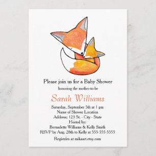 Invitation Région boisée de bébé de maman de Fox d'invitation