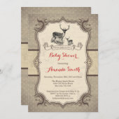 Invitation Région boisée rustique d'invitation de baby shower (Devant / Derrière)