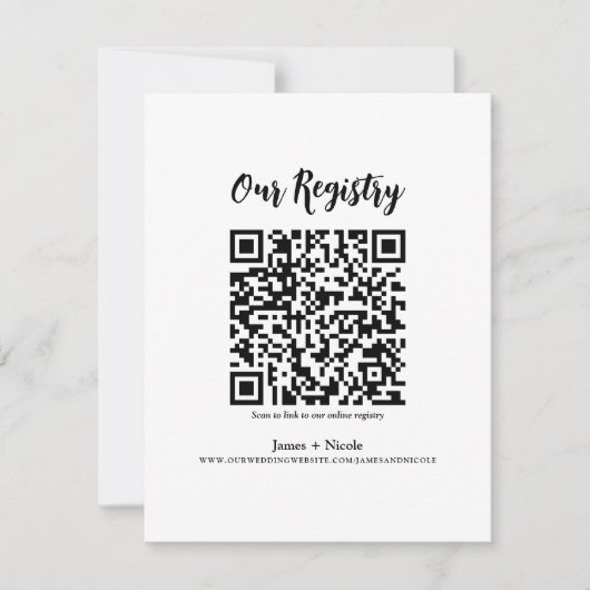 Invitation Registre de Mariage numérisable de code QR minimal (Devant)