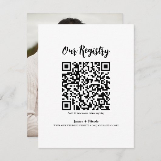 Invitation Registre de Mariage numérisable de code QR minimal (Devant / Derrière)