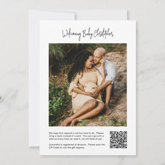 Invitation Registre des Baby showers Feuille de verdure Code  (Dos)