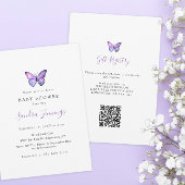 Invitation Registre des cadeaux de Baby shower papillon Code 