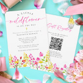Invitation Registre fleur sauvage Baby shower QR Code 2 côté