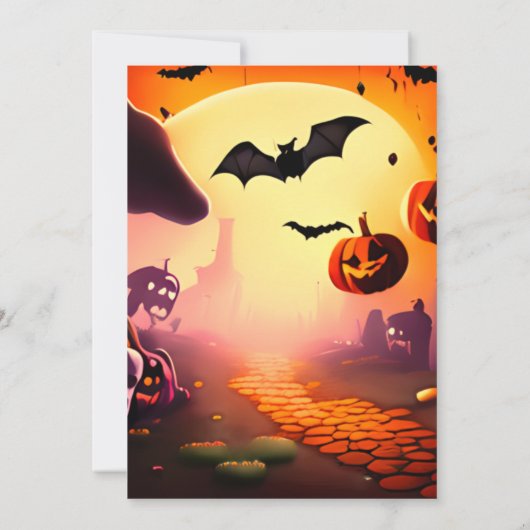 Invitation Réglage des lanternes Jack-O' de Sun Bats Hallowee (Dos)