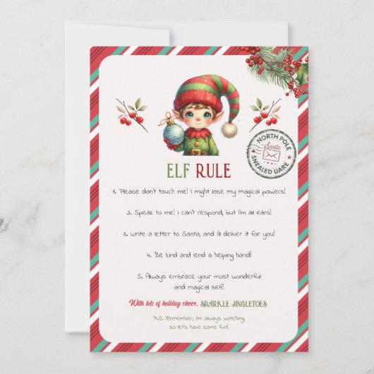 Invitation Règle de l'elfe (Devant)