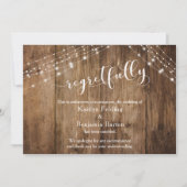 Invitation Regrettablement, Rustic Wood & Lights Annulé Card (Devant)
