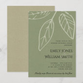 INVITATION REHEARSAL DÎNER CONTEMPORAIN GREEN KRAFT FEUILLES (Devant / Derrière)