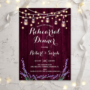 Invitation Rehearsal Dinner - Burgundy Lavender