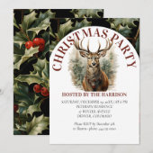 Invitation Reincher Retro Classic Cute Aquarelle Noël (Devant / Derrière)