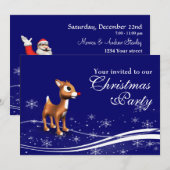 Invitation Reindeer de dessin et fête de Noël du Père Noël (Devant / Derrière)