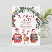 Invitation Reindeer et Père Noël Christmas Party (Debout devant)