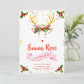 Invitation Reindeer Fille Noël Anniversaire (Debout devant)