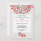 Invitation Reindeer mignonne & Berries Pearl Grey / Couleur p (Devant)