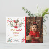 Invitation Reindeer Noël 1er anniversaire Red Winter Deer (Debout devant)
