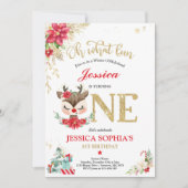 Invitation Reindeer Noël 1er anniversaire Red Winter Deer (Devant)