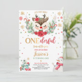 Invitation Reindeer Noël 1er anniversaire Red Winter Deer (Debout devant)