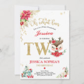 Invitation Reindeer Noël 2e anniversaire Red Winter Deer (Devant)