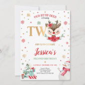 Invitation Reindeer Noël 2e anniversaire Red Winter Deer (Devant)