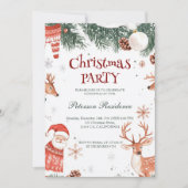 Invitation Reindeer Père Noël Et Ornements Noël Fête (Devant)