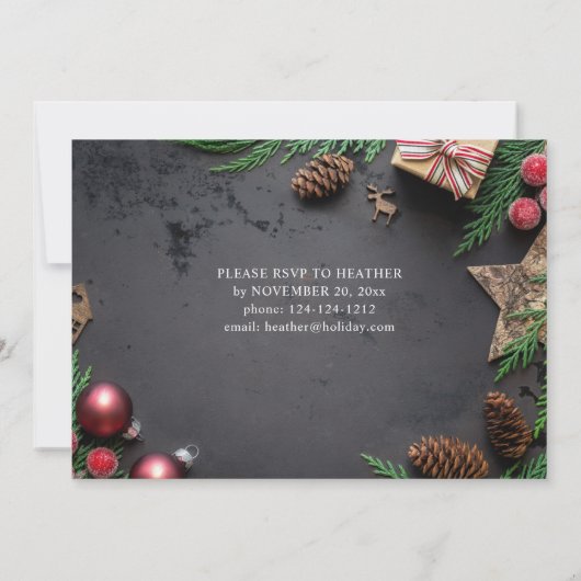 Invitation Reindeer & Pine Russe Noël Party (Dos)