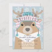 Invitation Reindeer Winter Onederland Anniversaire de enfant (Devant)
