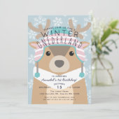 Invitation Reindeer Winter Onederland Anniversaire de enfant (Debout devant)