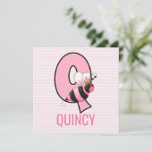 Invitation Reine Abeille Rose Lettre Q Fête d'anniversaire En (Debout devant)