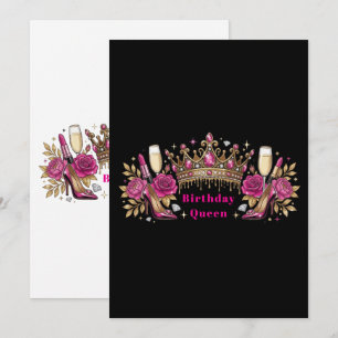 Invitation Reine d'anniversaire Couronne Rose Glamour Personn