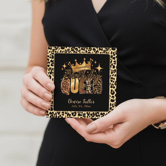 Invitation Reine d'anniversaire Fun Léopard Quarante Annivers
