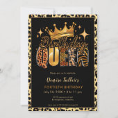 Invitation Reine d'anniversaire Fun Leopard Quarante ans (Devant)