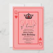 Invitation Reine de coeur fête d'anniversaire (Devant)