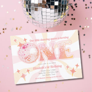 Invitation Reine de danse groovy disco rose pour un premier a
