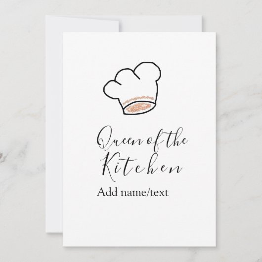 Invitation Reine de la cuisine chef cuisinier ajouter nom cou (Devant)