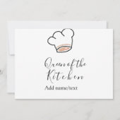 Invitation Reine de la cuisine chef cuisinier ajouter nom cou (Dos)