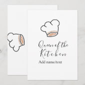Invitation Reine de la cuisine chef cuisinier ajouter nom cou (Devant / Derrière)