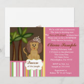 Invitation Reine de l'invitation de baby shower de jungle (Devant / Derrière)