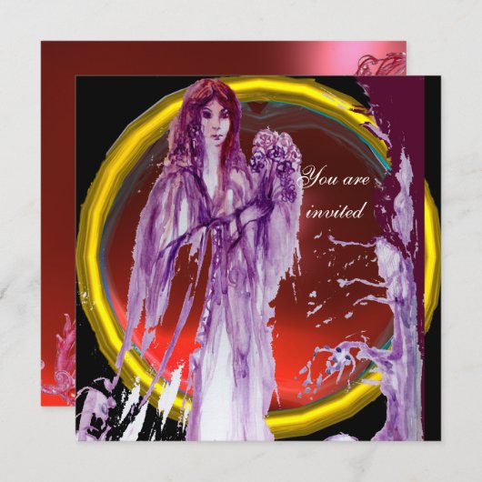 Invitation REINE GUINEVERE Imaginaire rouge pourpre (Devant / Derrière)