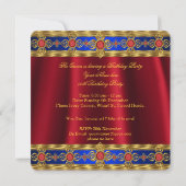 Invitation Reine King Prince Royal Blue Regal Red Crown (Dos)