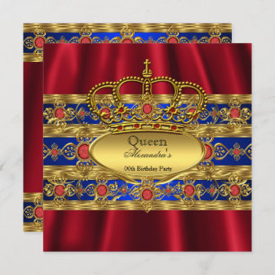Invitation Reine King Prince Royal Blue Regal Red Crown