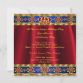 Invitation Reine King Prince Royal Blue Regal Red Crown 2 (Dos)