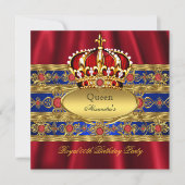 Invitation Reine King Prince Royal Blue Regal Red Crown 2 (Devant)